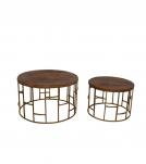 SET OF 2 SOLID WOOD & METAL TABLES