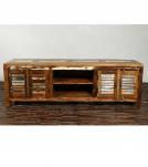 SOLID RECLAIMED TEAK WOOD MEDIA CABINET W/ 4 DOORS