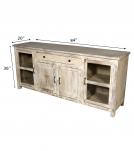 SOLID RECLAIMED TEAK WOOD & GLASS CABINET SIDEBOARD W/ 4 DOORS & 1 DRAWER