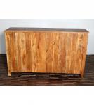 SOLID RECLAIMED TEAK WOOD & GLASS SIDEBOARD CONSOLE CABINET W/ 2 DOORS & 3 DRAWERS