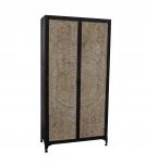 SOLID CARVED WOOD + METAL DOUBLE DOOR CABINET