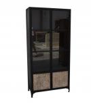 SOLID CARVED WOOD, IRON & GLASS CABINET
