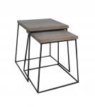 SET OF 2 SOLID WOOD & IRON END TABLES