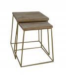 SET OF 2 SOLID WOOD & IRON END TABLES