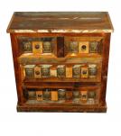SOLID RECLAIMED TEAK W/ BRASS CASTING BUREAU CHEST