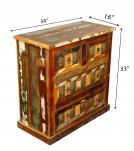 SOLID RECLAIMED TEAK W/ BRASS CASTING BUREAU CHEST