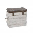 SOLID WOOD & LEATHER STOOL 