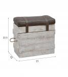 SOLID WOOD & LEATHER STOOL 