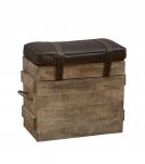 SOLID WOOD & LEATHER STOOL 