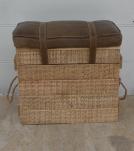 SOLID WOOD & LEATHER STOOL 
