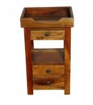 SOLID RECLAIMED TEAK WOOD W/ 2 DRAWERS SIDE TABLE END TABLE