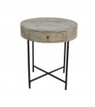 SOLID WOOD & IRON ROUND SIDE TABLE / OCCASIONAL TABLE
