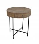 SOLID WOOD & IRON ROUND SIDE TABLE / OCCASIONAL TABLE