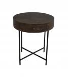 SOLID WOOD & IRON ROUND SIDE TABLE / OCCASIONAL TABLE