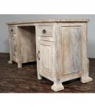 SOLID RECLAIMED TEAK WOOD DESK W/ 2 DRAWERS & 2 DOORS
