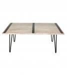 RECLAIMED SOLID TEAK WOOD TABLE W/ METAL TRIM