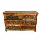 SOLID RECLAIMED TEAK WOOD 6 DRAWER DRESSER CHEST BUREAU SIDEBOARD
