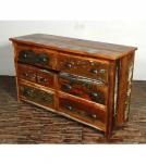 SOLID RECLAIMED TEAK WOOD 6 DRAWER DRESSER CHEST BUREAU SIDEBOARD