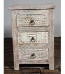 SOLID RECLAIMED TEAK WOOD 3 DRAWER END TABLE /  BEDSIDE