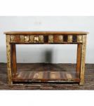 SOLID RECLAIMED TEAKK WOOD W/ BRASS FITTED CONSOLE
