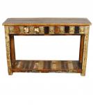 SOLID RECLAIMED TEAKK WOOD W/ BRASS FITTED CONSOLE