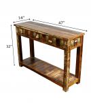 SOLID RECLAIMED TEAK WOOD &  BRASS FITTED CONSOLE