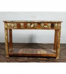 SOLID RECLAIMED TEAK WOOD &  BRASS FITTED CONSOLE