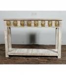 SOLID RECLAIMED TEAK WOOD & BRASS FITTED CONSOLE