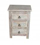 SOLID RECLAIMED TEAK WOOD 3 DRAWER END TABLE /  BEDSIDE