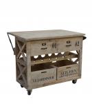 SOLID WOOD KITCHEN TROLLY ISLAND