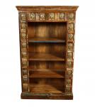 SOLID RECLAIMED TEAK BOOKCASE W/ BRASS FITTED BUDDHA