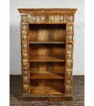 SOLID RECLAIMED TEAK BOOKCASE W/ BRASS FITTED BUDDHA