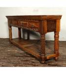 SOLID RECLAIMED HAND CARVED TEAK WOOD CONSOLE SIDEBOARD W/ 4 DRAWERS