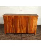 SOLID RECLAIMED TEAK WOOD & GLASS SIDEBOARD CABINET W/ 3 DRAWERS & 3 DOORS