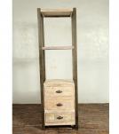 SOLID RECLAIMED TEAK 3 DRAWER BOOKCASE NIGHTSTAND SHELVING UNIT