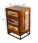 SOLID RECLAIMED TEAK WOOD 3 DRAWER END TABLE NIGHTSTAND