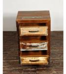 SOLID RECLAIMED TEAK WOOD 3 DRAWER END TABLE NIGHTSTAND