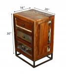 SOLID RECLAIMED TEAK WOOD 3 DRAWER END TABLE NIGHTSTAND