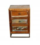 SOLID RECLAIMED TEAK WOOD 3 DRAWER END TABLE NIGHTSTAND