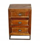 SOLID RECLAIMED TEAK WOOD 3 DRAWER END TABLE NIGHTSTAND