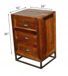 SOLID RECLAIMED TEAK WOOD 3 DRAWER END TABLE NIGHTSTAND