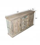 HAND CARVED SOLID RECLAIMED TEAK WOOD SIDEBOARD W/ 4 DRAWERS & 2 DOORS 