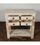 SOLID RECLAIMED TEAK WOOD SIDEBOARD W/ SHELF & 4 DRAWERS