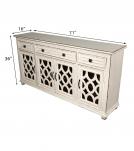 SOLID RECLAIMED TEAK WOOD & GLASS SIDEBOARD CONSOLE W/ 4 DRAWERS & 4 DOORS