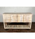 SOLID RECLAIMED TEAK WOOD SIDEBOARD W/  2 DRAWERS 2 DOORS & OPEN SHELF