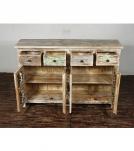 SOLID RECLAIMED TEAK WOOD SIDEBOARD W/ DECORATIVE IRON 4 DRAWERS & 4 DOORS