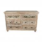 HAND CARVED SOLID RECLAIMED TEAK WOOD 6 DRAWER DRESSER CHEST BUREAU SIDEBOARD