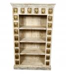 SOLID RECLAIMED TEAK WOOD SHELF W/ BRASS FITTED BUDDHA