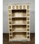 SOLID RECLAIMED TEAK WOOD SHELF W/ BRASS FITTED BUDDHA