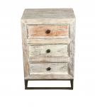 SOLID RECLAIMED TEAK  WOOD END TABLE NIGHTSTAND 3 DRAWERS